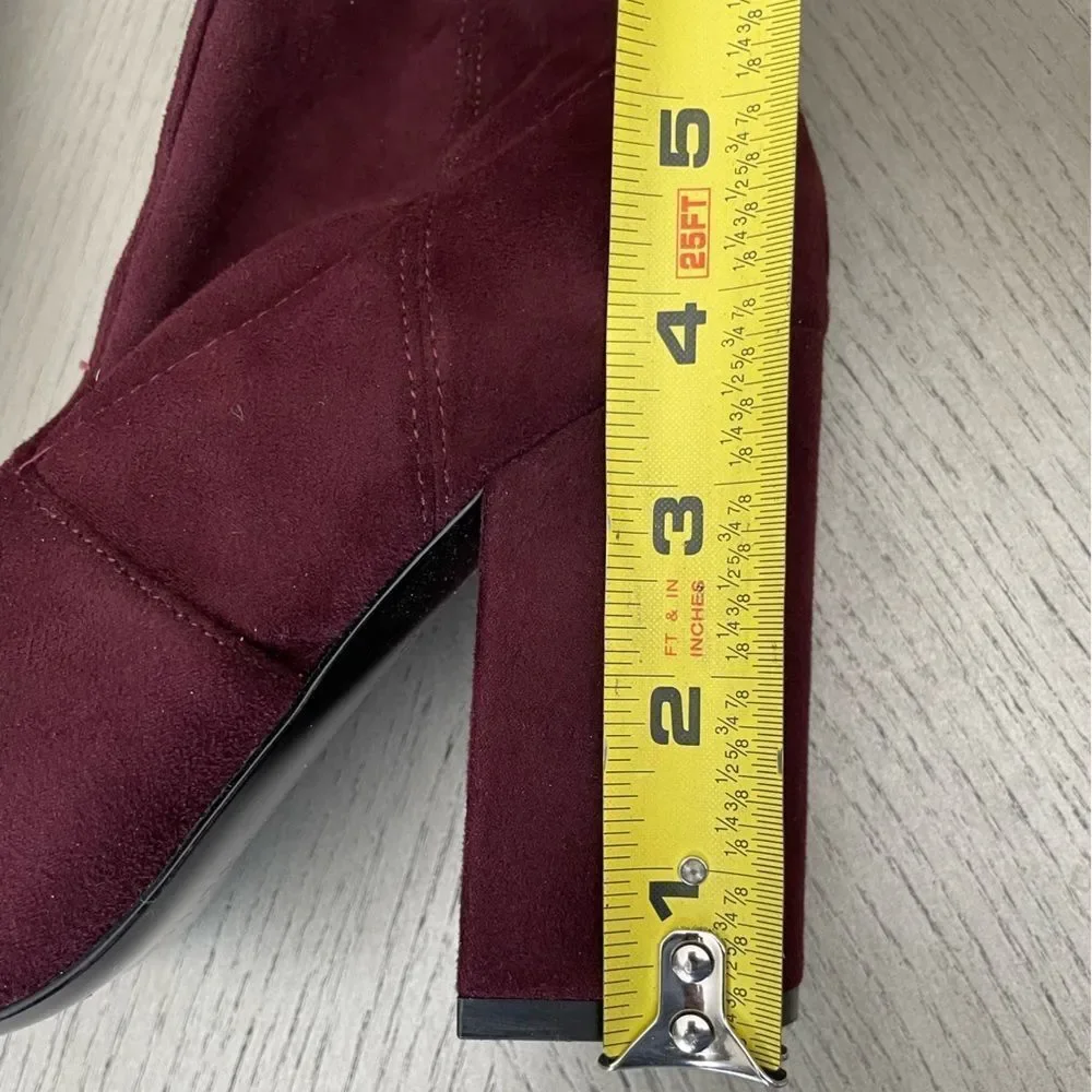Ivanka Trump Rylee Rear Zip Over The Knee Boots, Dark Red size 7.5